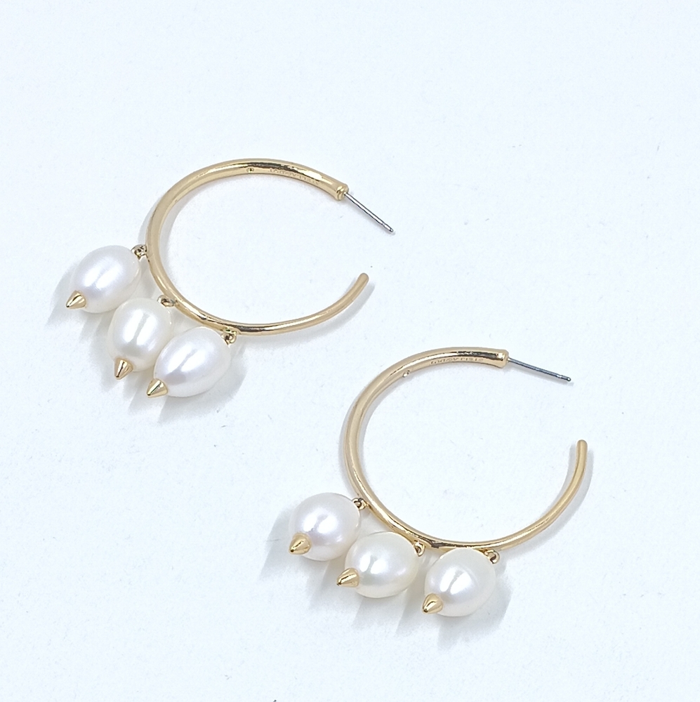 "Radiant Fusion: Stella & Dot x Rebecca Minkoff Natriella Pearl Hoop Earrings